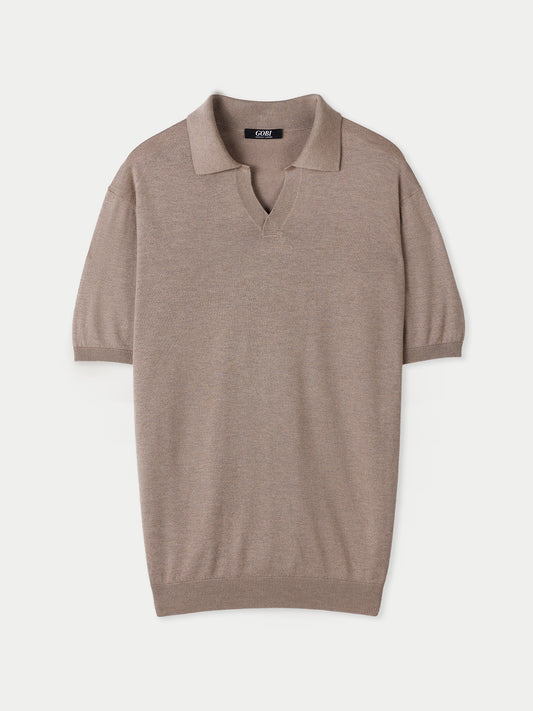 Men's Silk Cashmere Polo Shirt Nomad - Gobi Cashmere