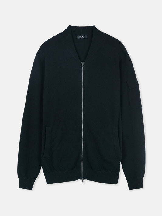 Men's Cashmere Bomber Black - Gobi Cashmere