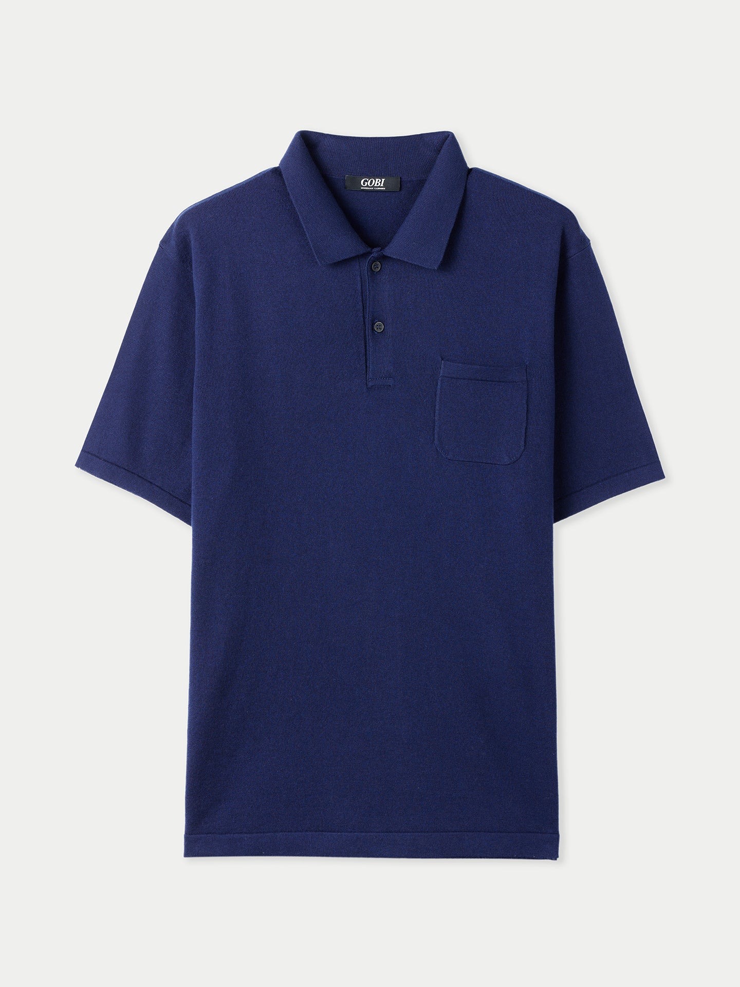 Men's Cotton Silk Cashmere Blend Polo Shirt Navy - Gobi Cashmere