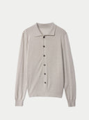 Light gray button-up silk sweater on a white background #color_timber-wolf