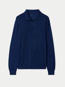 Cashmere Silk Polo-Neck Cardigan Mood Indigo - Gobi Cashmere #color_mood-indigo