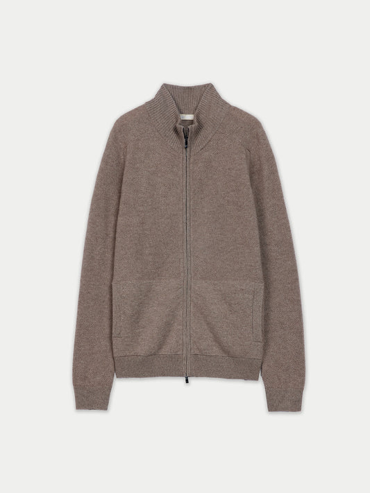 Organic Color High Neck Full-Zip Cashmere Cardigan
