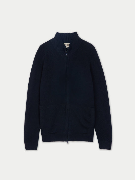 High Neck Full-Zip Cashmere Cardigan