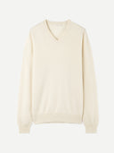 Essential V-Neck Cashmere Sweater Marshmallow - Gobi Cashmere #color_marshmallow