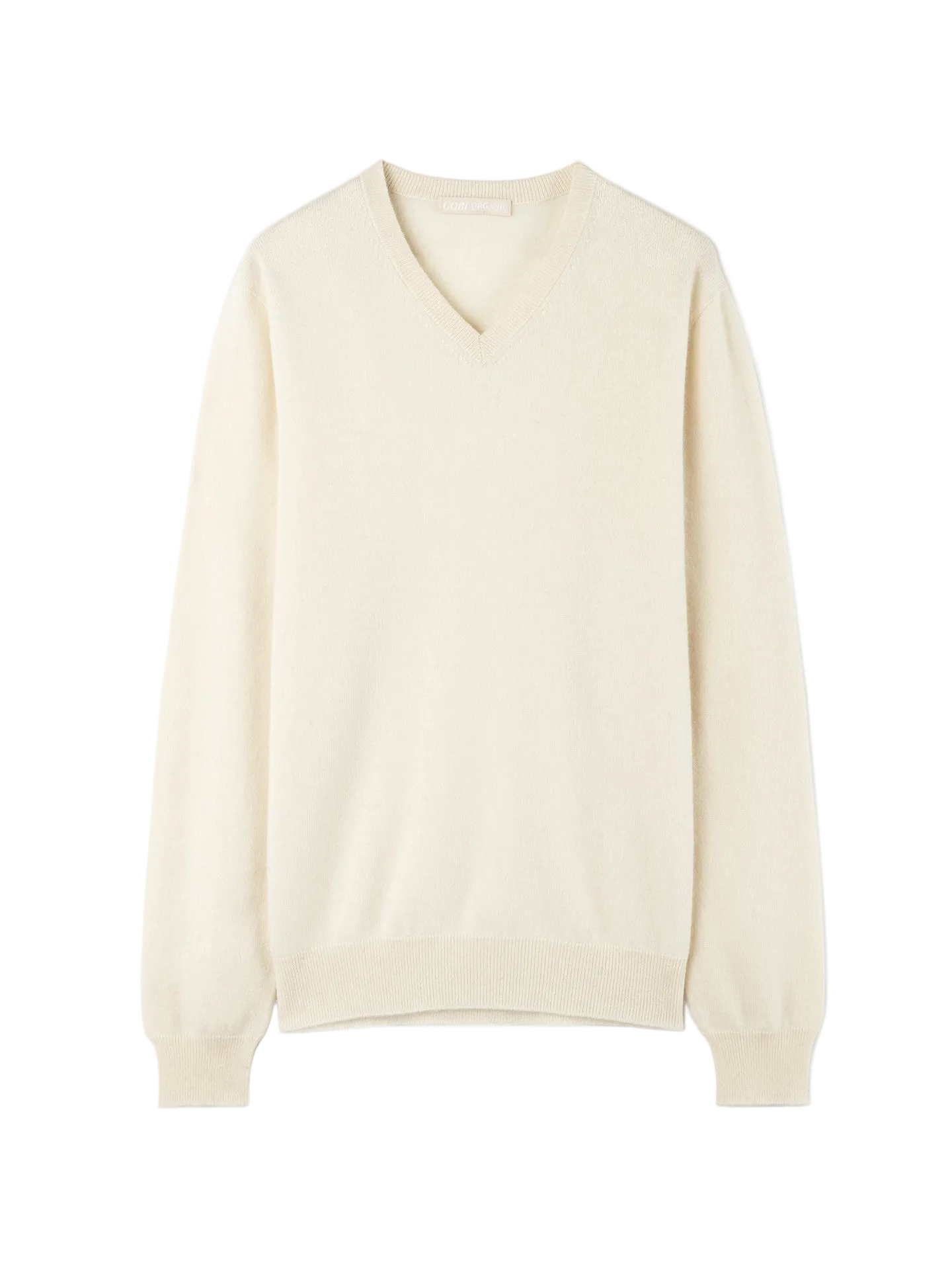 Men's V-Neck Cashmere Sweater Off-White | GOBI US