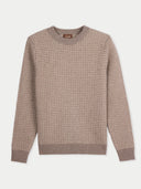 Men's Organic Color Cashmere Waffle Knit Sweater Taupe - Gobi Cashmere #color_taupe