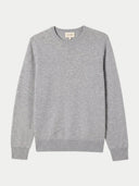 Men's Grey Crewneck Cashmere Sweater detail view on white background
