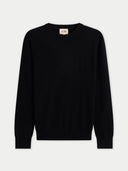 Timeless Crewneck Cashmere Sweater Black - Gobi Cashmere #color_black