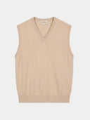 Beige v-neck sweater vest on a white background #color_beige
