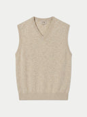 White beige v-neck sweater vest on a white background #color-white