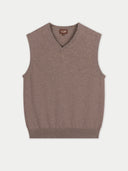 Brown v neck sweater vest on a white background #color_taupe