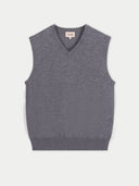 Gray sleeveless v-neck sweater vest on a light gray background #color_dim-gray