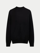 Black mock neck sweater on a light gray background #color_black