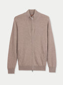 Brown zip-up sweater on a light gray background #color_taupe