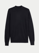 Black mock neck sweater on a light gray background #color_blue-graphite