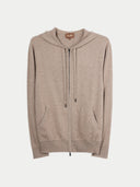 Beige hoodie with a brand logo on a light gray background #color_taupe