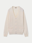 Essential Cashmere V-Neck Cardigan Marshmallow - Gobi Cashmere #color_marshmallow