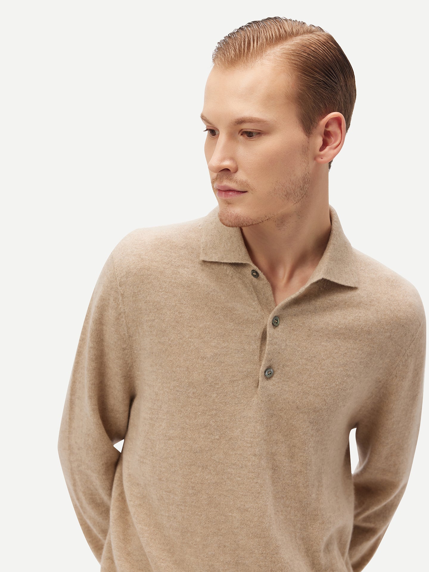 Organic Color Essential Cashmere Polo Sweater