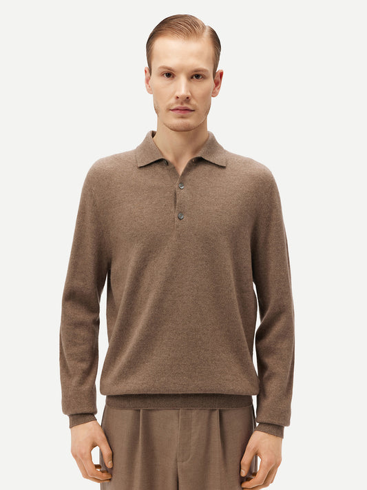 Organic Color Cashmere Polo Sweater