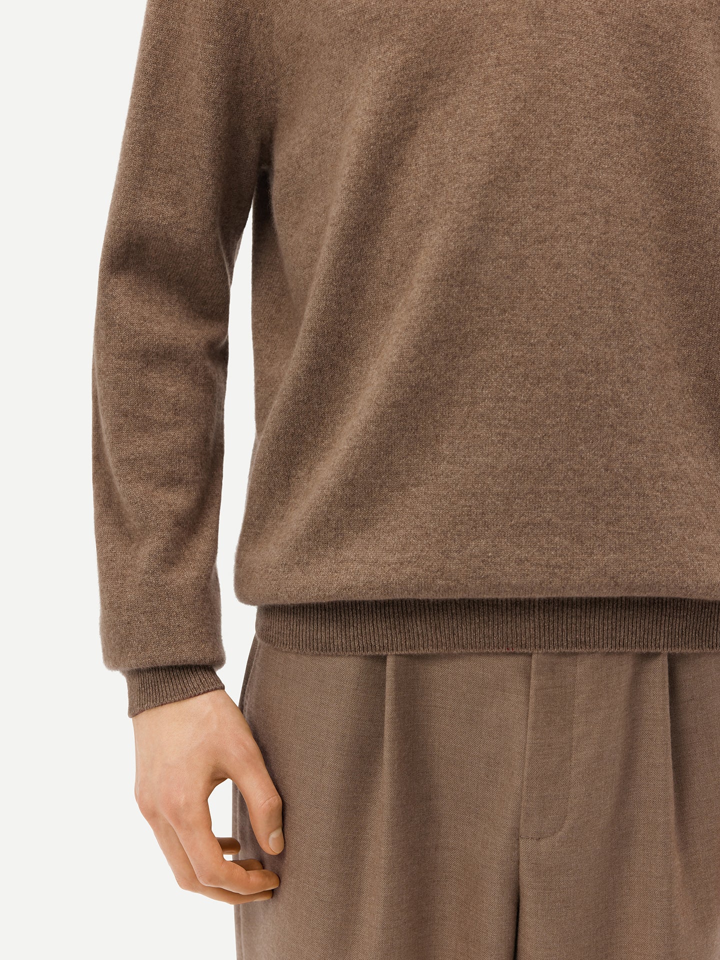 Men's Cashmere Polo Sweater Taupe - Gobi Cashmere