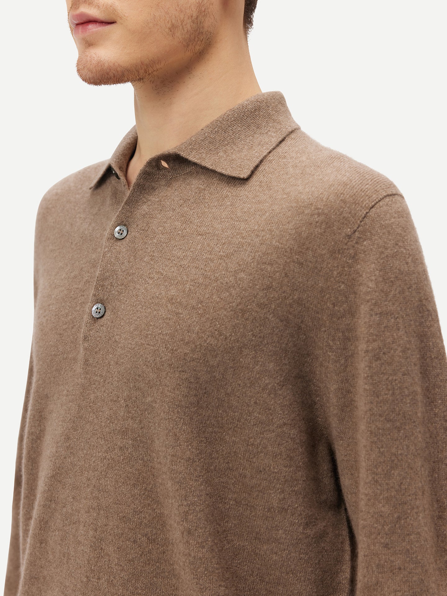 Men's Cashmere Polo Sweater Taupe - Gobi Cashmere