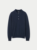Essential Cashmere Polo Sweater Navy - Gobi Cashmere #color_navy
