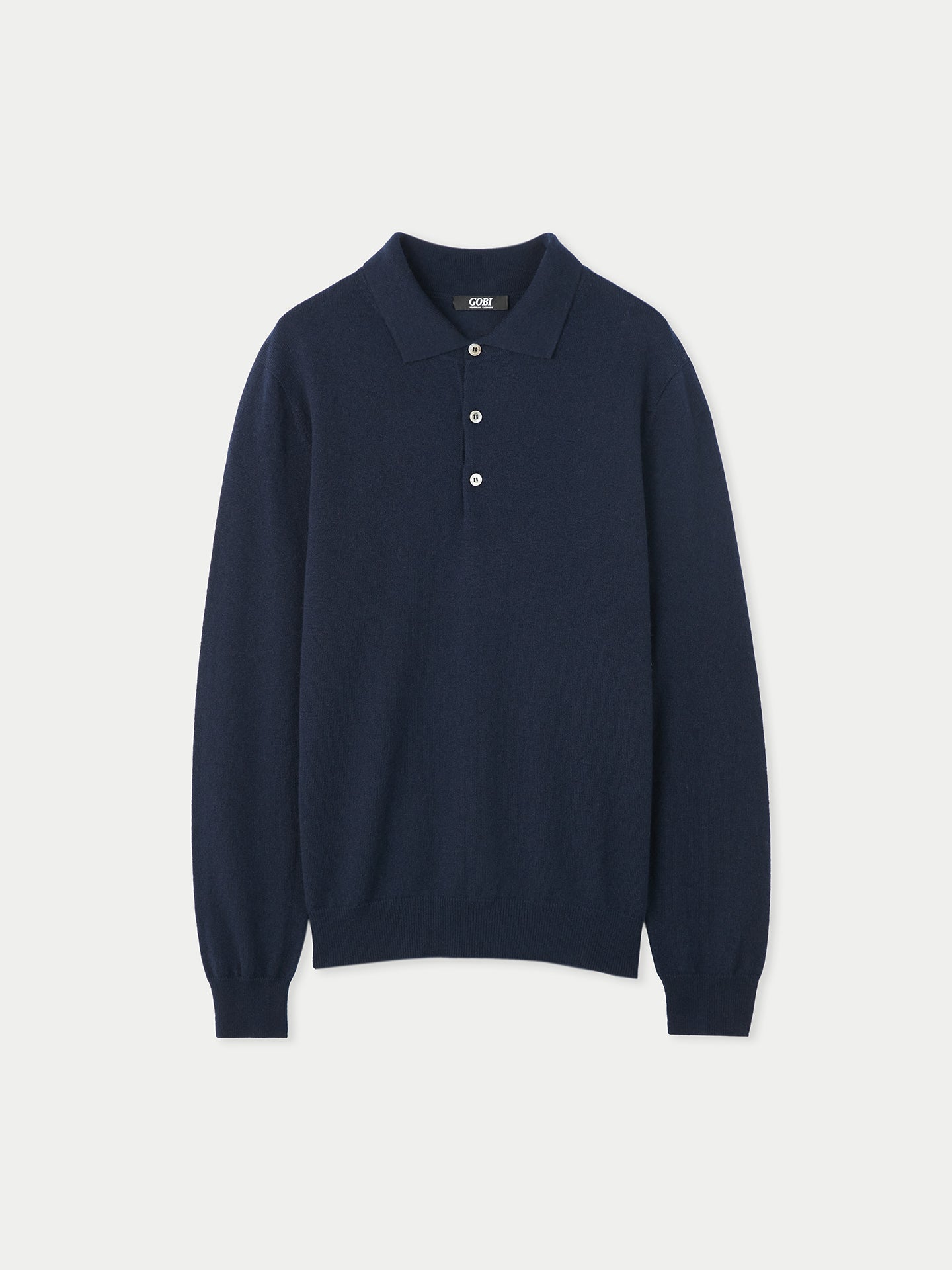 Men's Cashmere Polo Sweater Navy- Gobi Cashmere