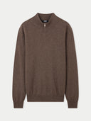 A brown half-zip sweater with long sleeves, displayed against a plain background. #color_cocoa