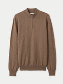 Organic Color Essential Half-Zip Cashmere Sweater Taupe - Gobi Cashmere #color_taupe