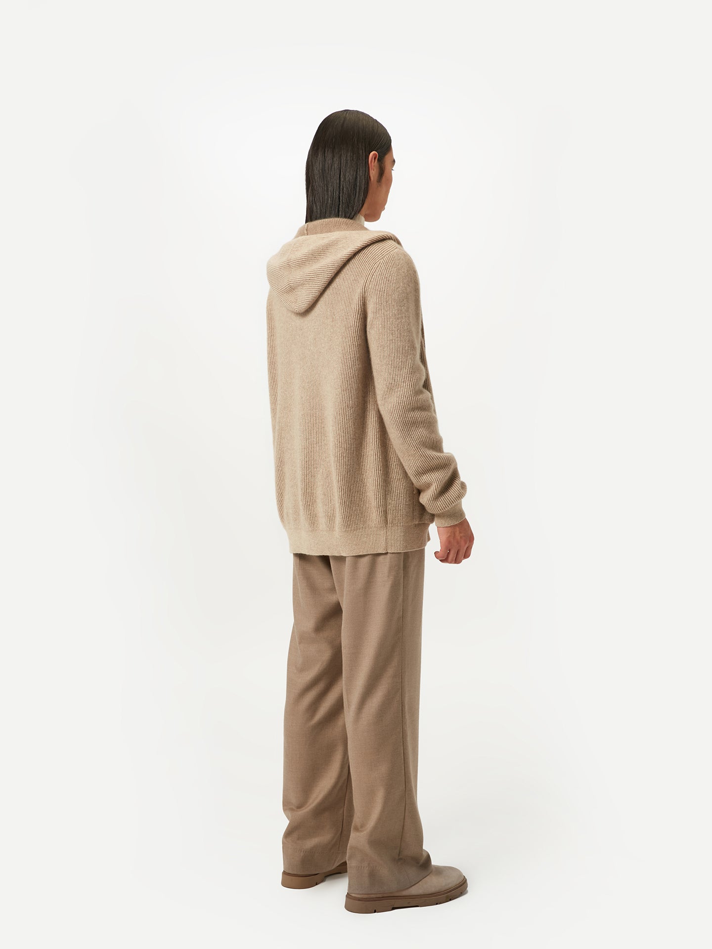 Men's Cashmere Zip-Up Hoodie - Organic Cashmere  Warm Grey - Gobi Cashmere