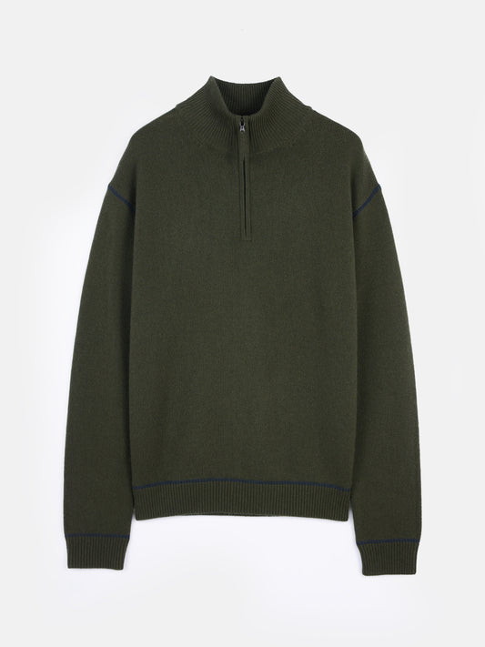 Men’s Cashmere Quarter-Zip Sweater Capulet Olive - GOBI Cashmere 