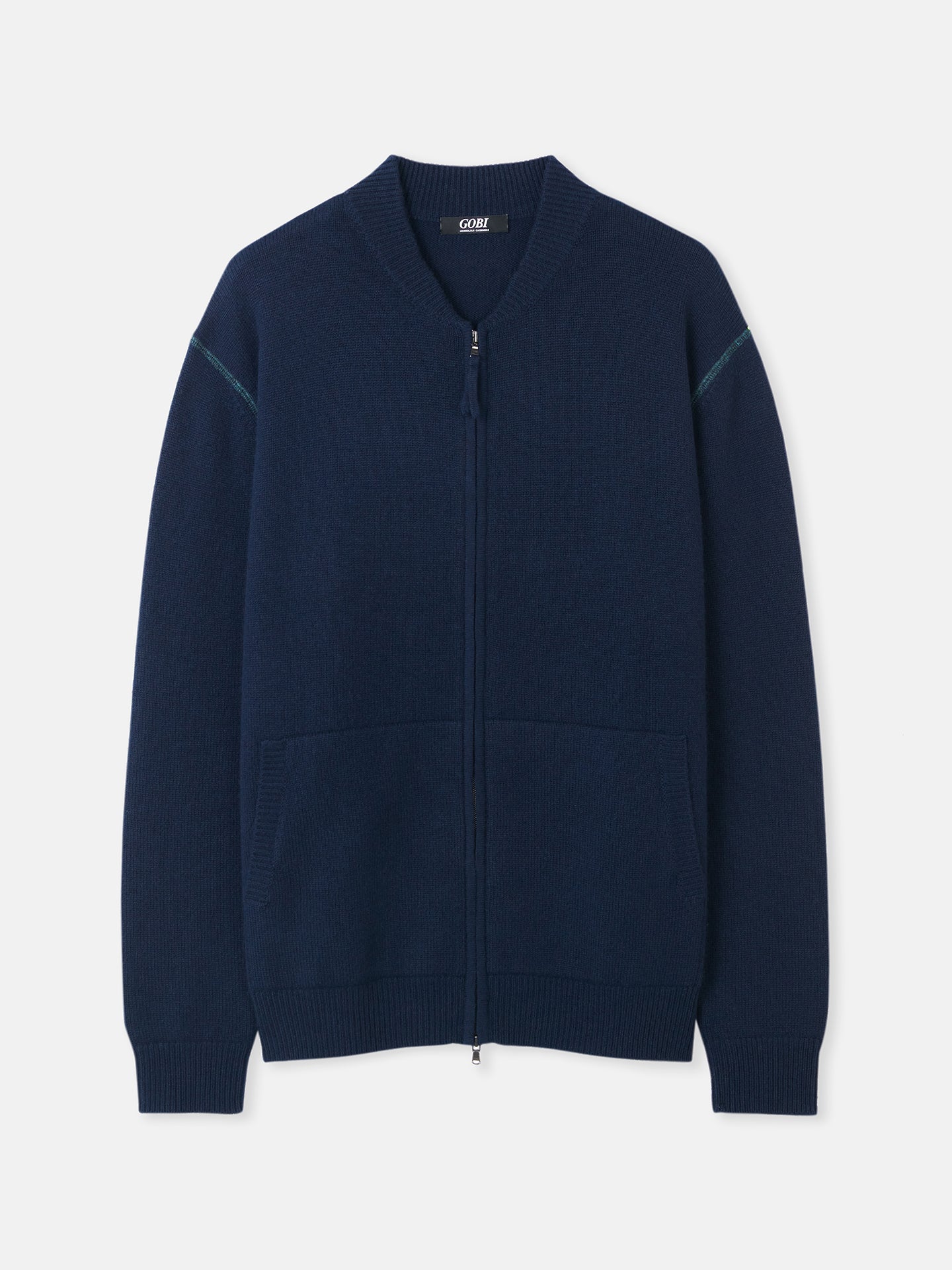 Men’s Cashmere Jacket with Zip Closure Navy - Gobi Cashmere