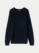 Textured-Knit Silk Cashmere Sweater Blue Graphite - Gobi Cashmere #color_blue-graphite
