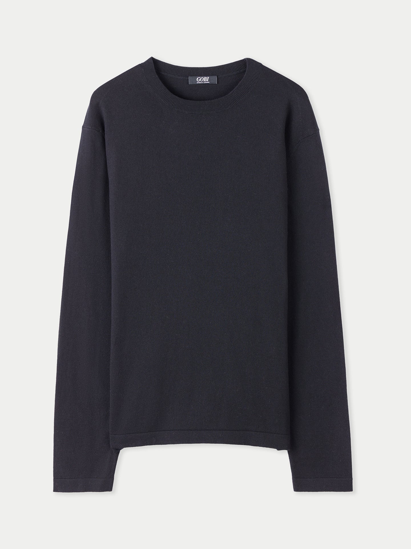 Men's Crewneck Cotton Silk Cashmere Blend Sweater Black - Gobi Cashmere