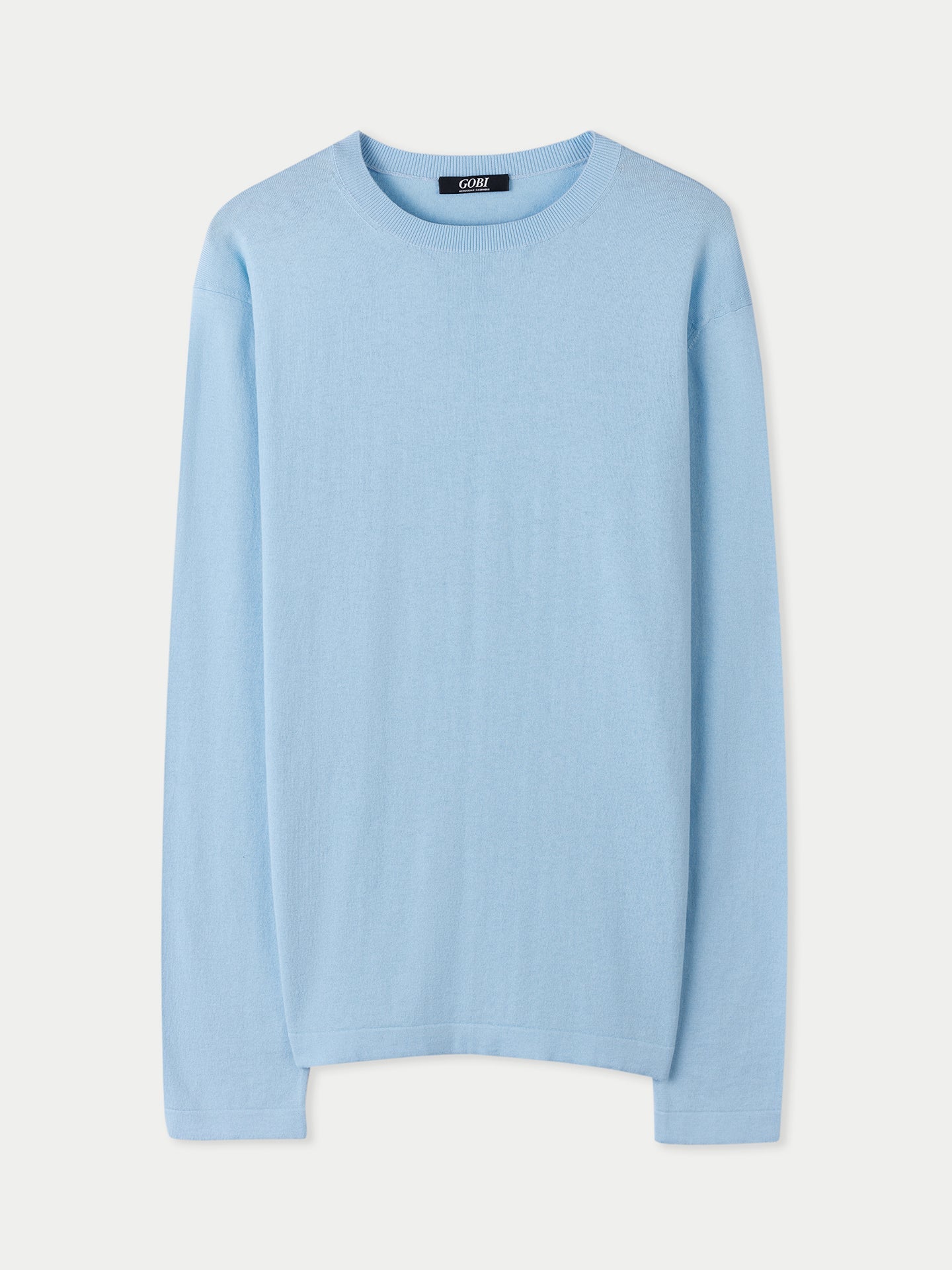 Men's Crewneck Cotton Silk Cashmere Blend Sweater Aquamarine - Gobi Cashmere