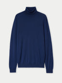 Blue turtleneck sweater on a light gray background #color_mood-indigo