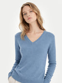 Essential Cashmere V-Neck Sweater Purple Impression - Gobi Cashmere #color_purple-impression
