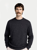 Man wearing a dark gray sweater on a light gray background #color_charcoal