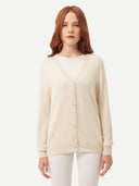 front view of a white V-neck cardigan #color_off-white