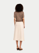 back view of a brown top and beige skirt on a white background #color_taupe