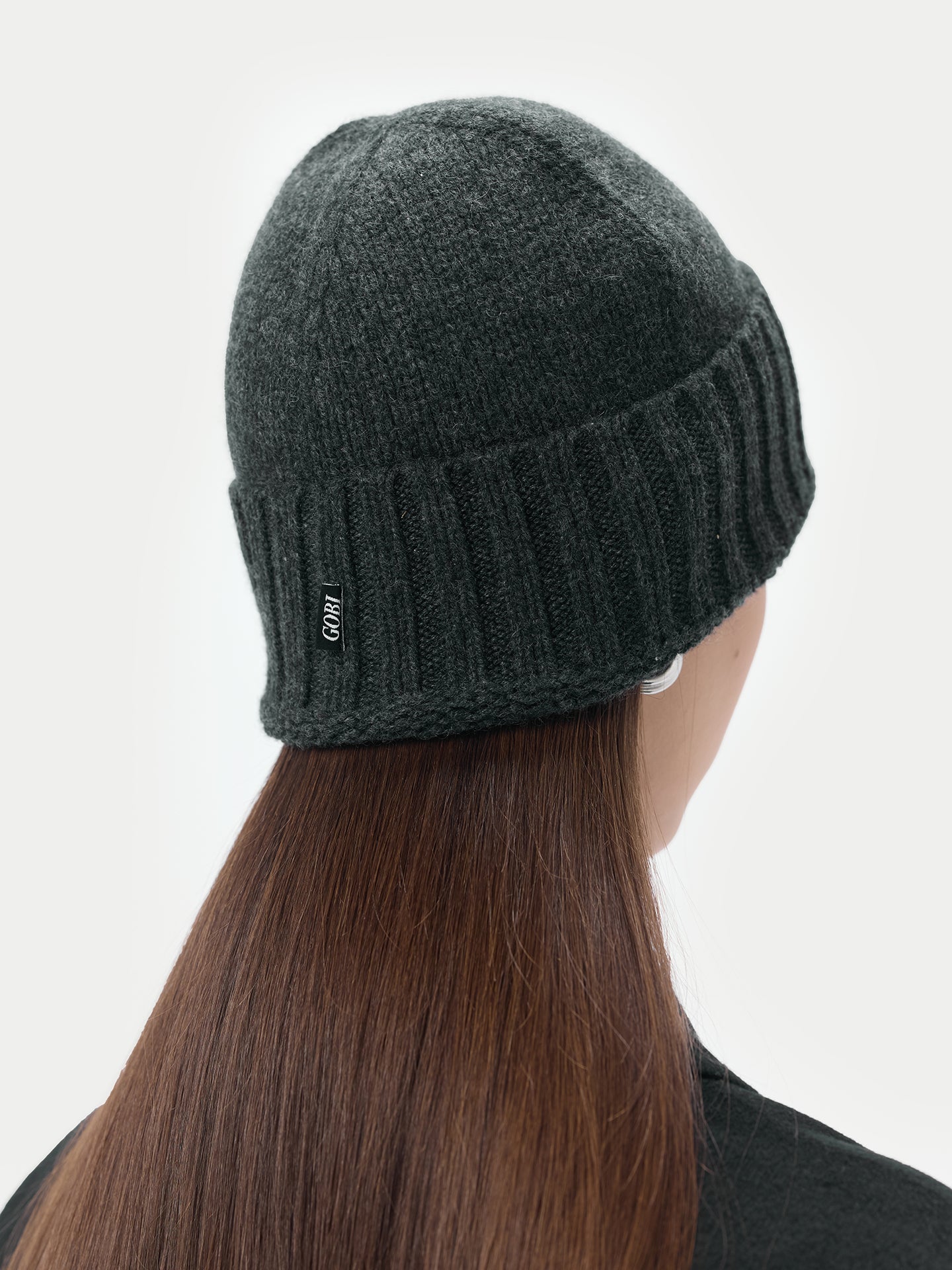 Unisex Cashmere Basic Beanie Charcoal  - Gobi Cashmere