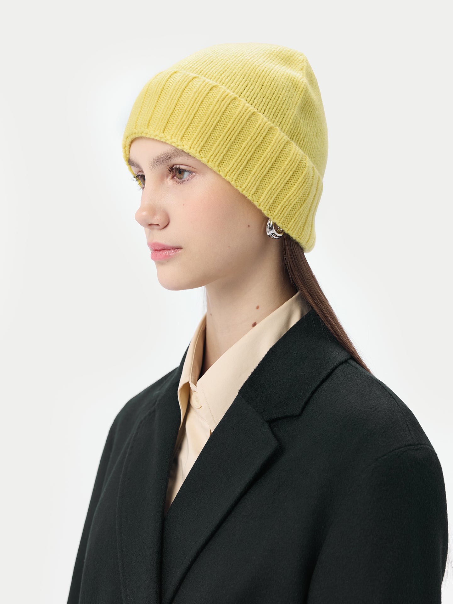 Cashmere Rib Knit Hat /Unisex/