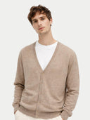 Organic Color Essential Cashmere V-Neck Cardigan Taupe - Gobi Cashmere #color_taupe