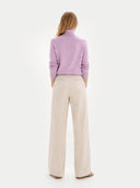 back view of a light purple sweater and beige pants on a white background #color_fuchisa-pink