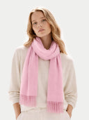 Woman wearing a pink scarf on a white background #color_sweet-lilac