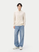 Organic Color Essential Cashmere Full-Zip Cardigan Off White - Gobi Cashmere #color_off-white