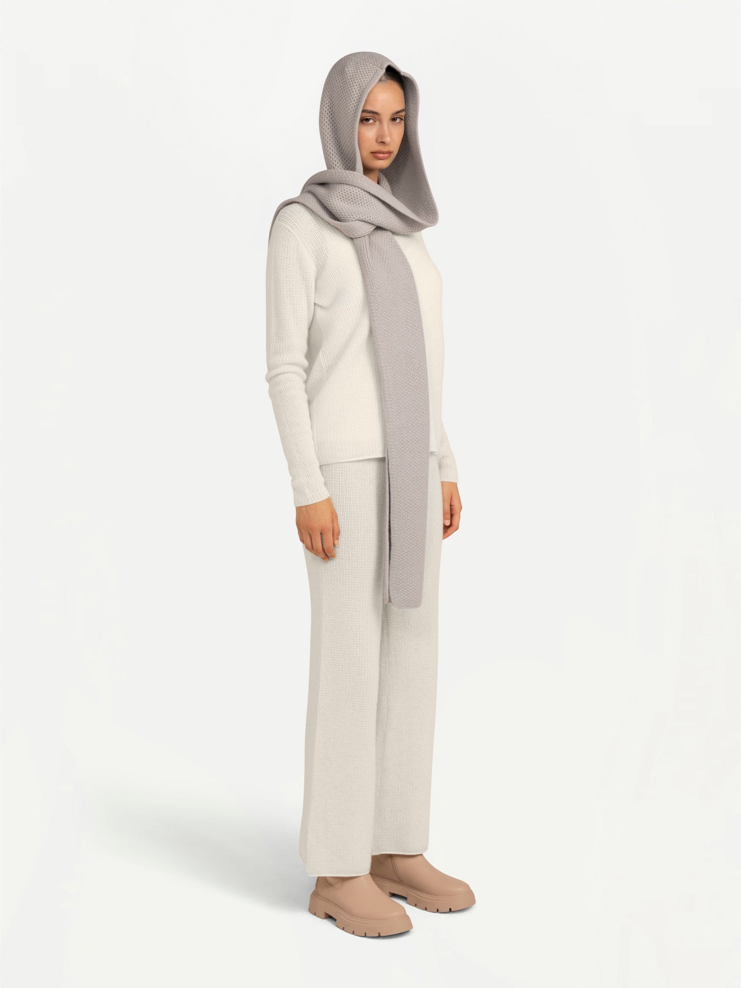 Hooded Cashmere Scarf Grey - Gobi Cashmere 