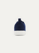 back view of a navy cashmere sneakers with white rubber sole #color_navy