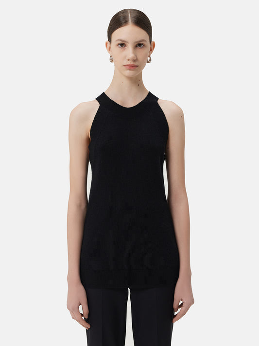 Women's Sleeveless Cashmere Top Black - Gobi Cashmere