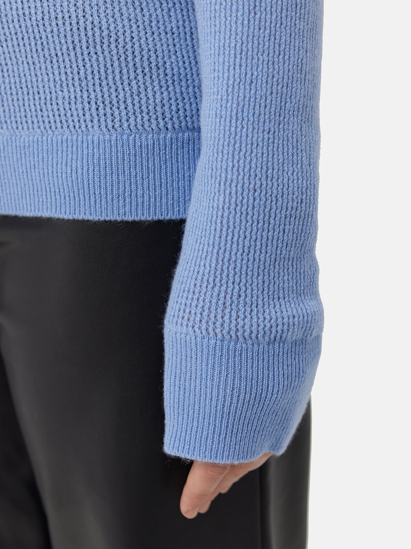 Ajour-Knit Cashmere Crewneck Sweater